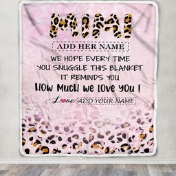 Personalized To My Mimi Gifts From Granddaughter Grandson Blanket Pink Leopard Happy Birthday Gifts For Mimi Mothers Day Christmas Customized Fleece Blanket