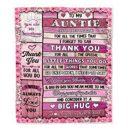 Personalized To My Auntie Gifts Blanket From Niece Nephew Wood Thank You Best Auntie Birthday Gifts Mothers Day Christmas Custom Name Fleece Blanket