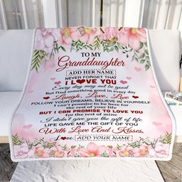 Personalized To My Granddaughter Gifts Blanket From Grandma Grandpa Floral I Love You Birthday Gifts For Granddaughter Graduation Christmas Fleece Blanket