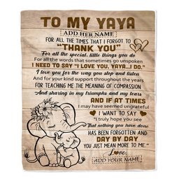 Personalized To My Yaya Gift Blanket From Kids Grandkids Elephant Thank You Best Yaya Birthday Gifts Mothers Day Christmas Custom Name Fleece Throw Blanket