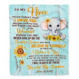Personalized To My Niece Blanket From Aunt Auntie Uncle Elephant Sunflower Never Forget I Love You Niece Birthday Christmas Customized Fleece Blanket