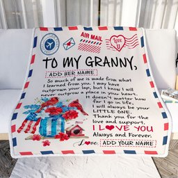 Personalized To My Granny Gifts Blanket From Granddaughter Grandson Cardinal Letter Air Mail Letter Birthday Gifts For Granny Mothers Day Christmas Fleece Blanket