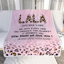 Personalized To My Lala Gifts From Granddaughter Grandson Blanket Pink Leopard Happy Birthday Gifts For Lala Mothers Day Christmas Customized Fleece Blanket