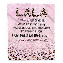 Personalized To My Lala Gifts From Granddaughter Grandson Blanket Pink Leopard Happy Birthday Gifts For Lala Mothers Day Christmas Customized Fleece Blanket