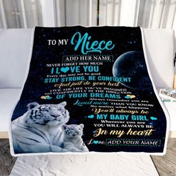 Personalized To My Niece Gifts From Aunt Uncle Auntie Blanket White Tiger Never Forget How Much I Love You Niece Birthday Christmas Customized Fleece Blanket
