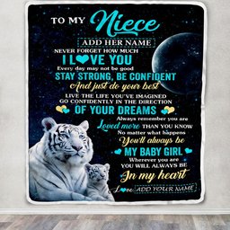 Personalized To My Niece Gifts From Aunt Uncle Auntie Blanket White Tiger Never Forget How Much I Love You Niece Birthday Christmas Customized Fleece Blanket