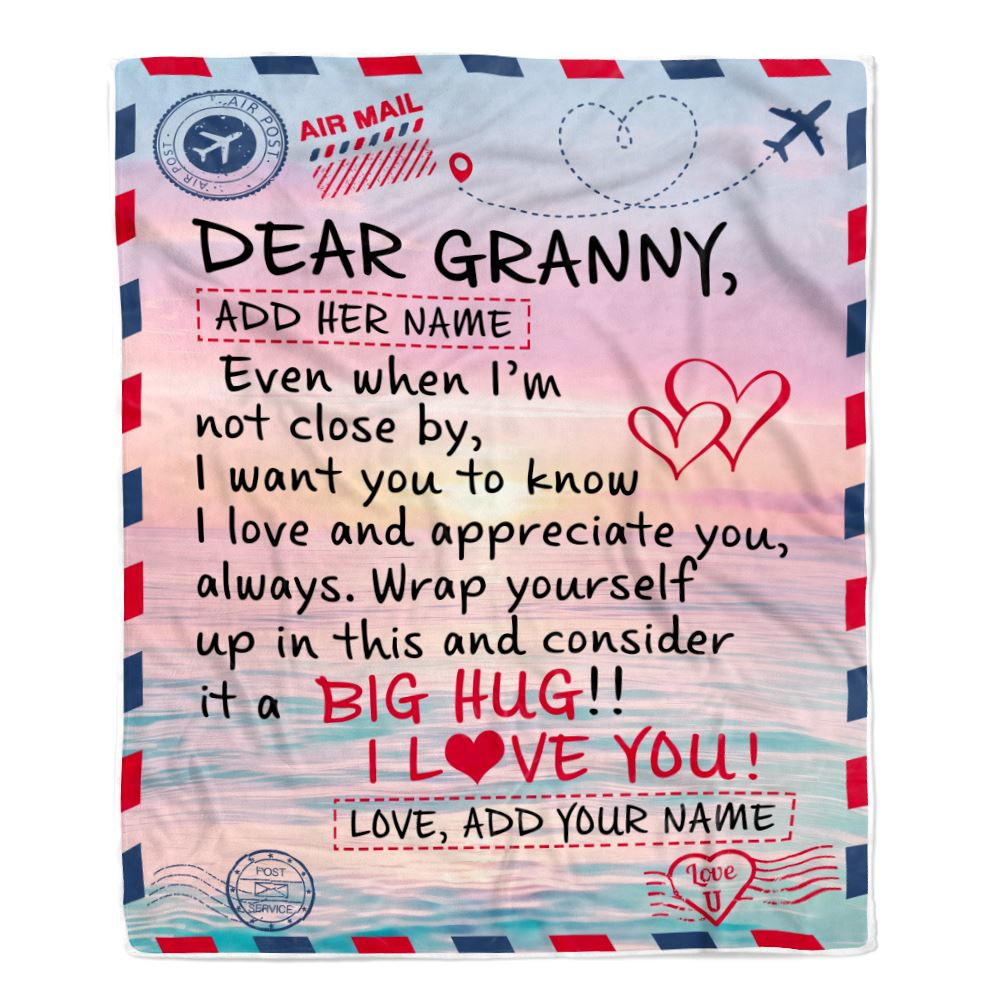 Personalized To My Granny Blanket From Granddaughter Grandson Letter Mail To Granny Happy Birthday Gifts Mothers Day Christmas Custom Name Fleece Blanket