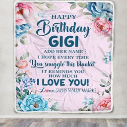 Personalized Happy Birthday Gigi Gifts From Granddaughter Grandson Blanket Floral Flower For Gigi Gifts For Birthday Customized Fleece Blanket