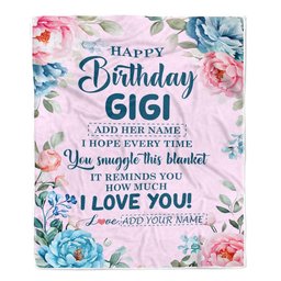 Personalized Happy Birthday Gigi Gifts From Granddaughter Grandson Blanket Floral Flower For Gigi Gifts For Birthday Customized Fleece Blanket