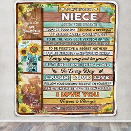 Personalized To My Beautiful Niece Gifts Blanket From Aunt Auntie Wood Sunflower Gifts For Niece Birthday Graduation Christmas Customized Fleece Blanket