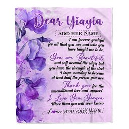 Personalized To My Yiayia Gifts From Granddaughter Grandson Blanket Flower You Are Beautiful Gifts For Yiayia Mothers Day Birthday Christmas Fleece Blanket