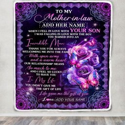 Personalized To My Mother In Law Gifts From Daughter In Law Blanket Butterfly When I Fell Gifts For Boyfriend's Birthday Mothers Day Christmas Fleece Blanket