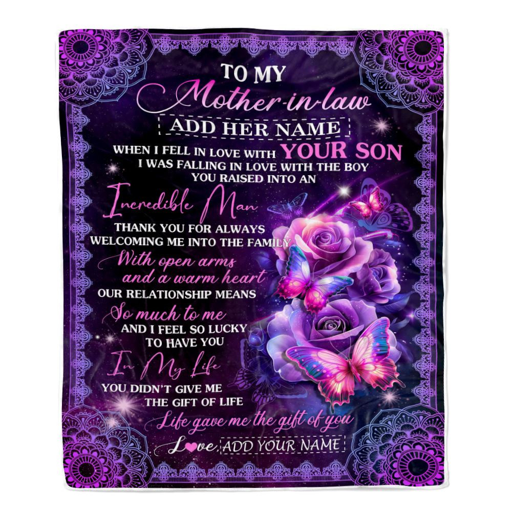 Personalized To My Mother In Law Gifts From Daughter In Law Blanket Butterfly When I Fell Gifts For Boyfriend's Birthday Mothers Day Christmas Fleece Blanket