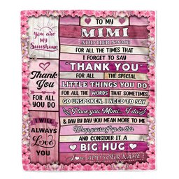 Personalized To My Mimi Gifts Blanket From Granddaughter Grandson Wood Thank You Best Mimi Birthday Gifts Mothers Day Christmas Custom Name Fleece Blanket