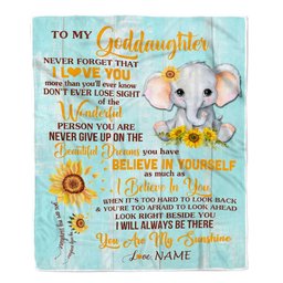 Personalized To My Goddaughter Blanket From Aunt Titi Elephant Sunflower Never Forget I Love You Goddaughter Birthday Christmas Customized Fleece Blanket