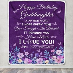 Personalized Happy Goddaughter Birthday Gifts From Godmother Blanket Purple Floral Unique Birthday Gift Goddaughter Gifts Customized Fleece Blanket