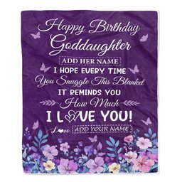 Personalized Happy Goddaughter Birthday Gifts From Godmother Blanket Purple Floral Unique Birthday Gift Goddaughter Gifts Customized Fleece Blanket