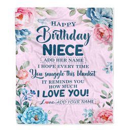 Personalized Happy Birthday Niece Gifts From Aunt Uncle Blanket Floral Flower For Niece Gifts For Birthday Customized Fleece Throw Blanket