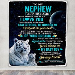 Personalized To My Nephew Gifts From Aunt Uncle Auntie Blanket White Tiger Never Forget How Much I Love You Nephew Birthday Graduation Christmas Fleece Blanket