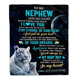 Personalized To My Nephew Gifts From Aunt Uncle Auntie Blanket White Tiger Never Forget How Much I Love You Nephew Birthday Graduation Christmas Fleece Blanket