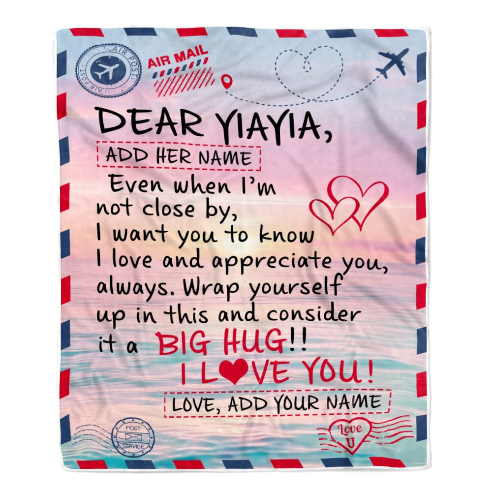 Personalized To My Yiayia Blanket From Kids Grandkids Letter Mail To Yiayia Gifts Happy Birthday Gifts Mothers Day Christmas Custom Name Fleece Throw Blanket