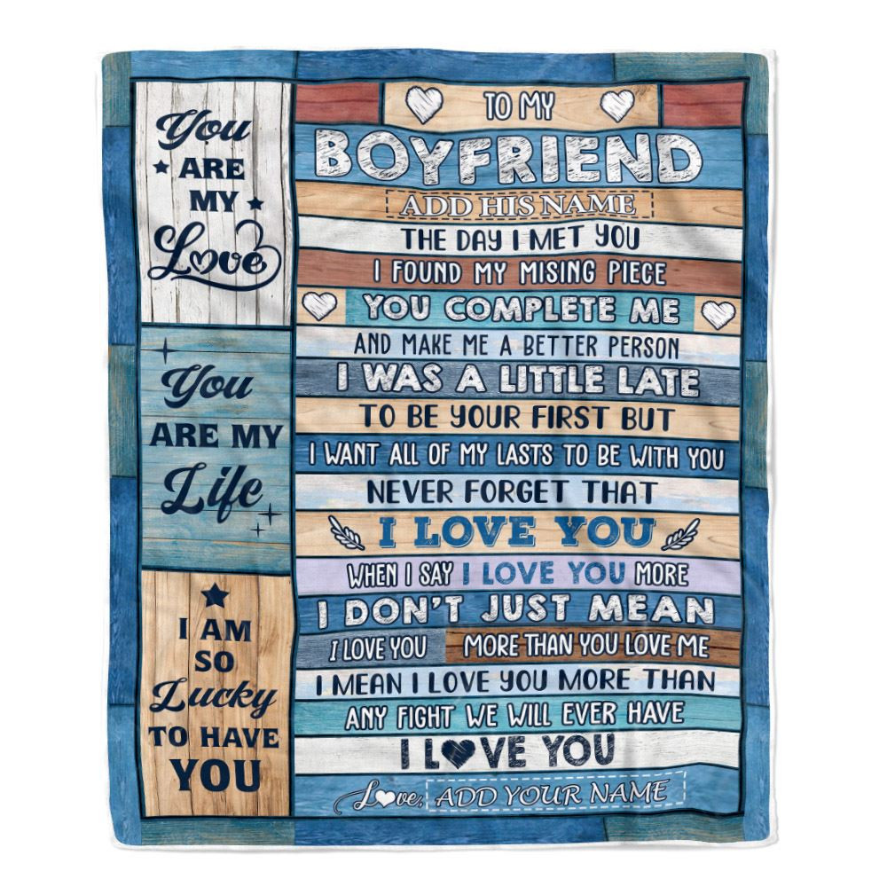 Personalized To My Boyfriend Blanket Wood The Day I Met You Boyfriend Birthday Gifts Romantic Valentines Gifts For Him Christmas Customized Fleece Blanket