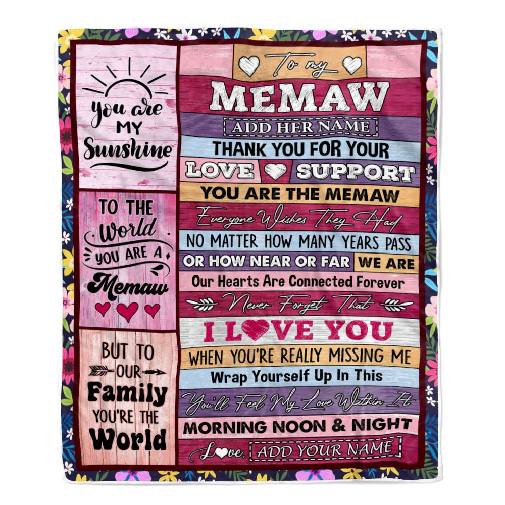 Personalized To My Memaw Gifts Blanket From Grandkids Grandson Wood You Are The Memaw Birthday Gifts Mothers Day Christmas Customized Fleece Blanket