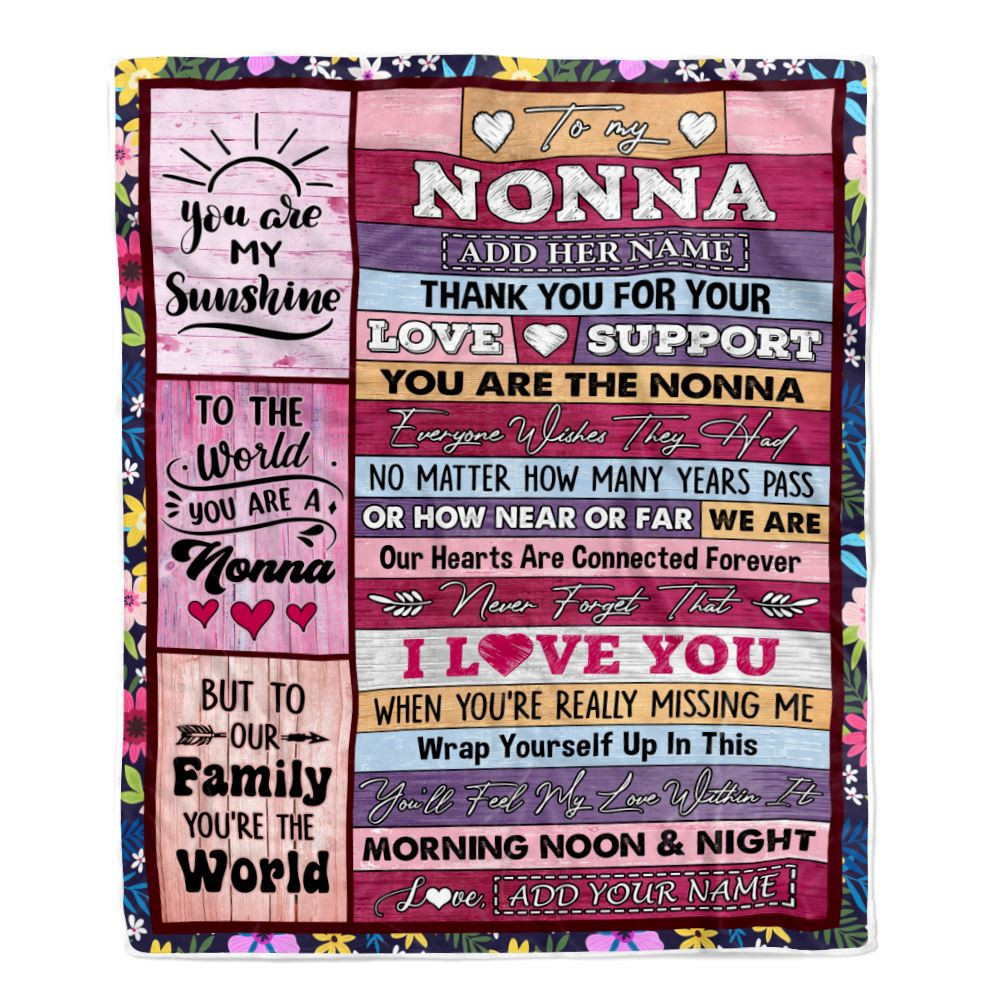 Personalized To My Nonna Gifts Blanket From Grandkids Grandson Wood You Are The Nonna Birthday Gifts Mothers Day Christmas Customized Fleece Blanket