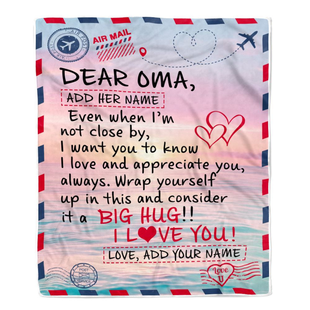 Personalized To My Oma Blanket From Granddaughter Grandson Letter Mail To Oma Gifts Happy Birthday Gifts Mothers Day Christmas Custom Name Fleece Blanket