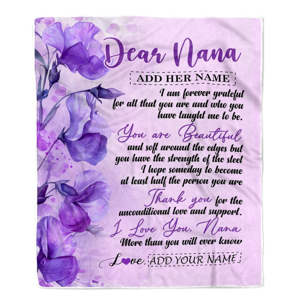 Personalized To My Nana Gifts From Granddaughter Grandson Blanket Flower You Are Beautiful Gifts For Nana Mothers Day Birthday Christmas Fleece Blanket