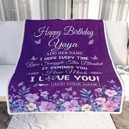 Personalized Happy Yaya Birthday Gifts From Kids Grandkids Blanket Purple Floral Unique Birthday Gift Yaya Gifts Customized Fleece Throw Blanket