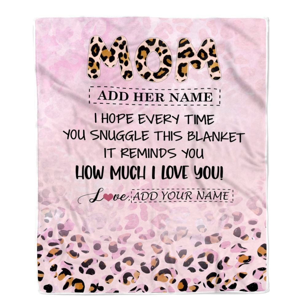 Personalized To My Mom Gifts From Daughter Son Blanket Pink Leopard Happy Birthday Gifts For Mom Mothers Day Christmas Customized Customized Fleece Blanket