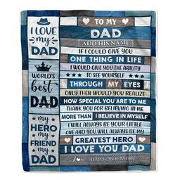 Personalized To My Dad Blanket Gifts For Fathers Day Wood From Daughter Son My Dad Here Best Friend Father Birthday Gifts Christmas Customized Fleece Blanket