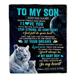 Personalized To My Son Gifts From Mom Dad Mother Father Blanket White Tiger Never Forget How Much I Love You Son Birthday Graduation Christmas Fleece Blanket