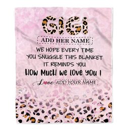 Personalized To My Gigi Gifts From Granddaughter Grandson Blanket Pink Leopard Happy Birthday Gifts For Gigi Mothers Day Christmas Customized Fleece Blanket