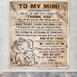 Personalized To My Mimi Gift Blanket From Granddaughter Grandson Elephant Thank You Best Mimi Birthday Gifts Mothers Day Christmas Custom Name Fleece Blanket