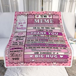 Personalized To My Meme Gifts Blanket From Granddaughter Grandson Wood Thank You Best Meme Birthday Gifts Mothers Day Christmas Custom Name Fleece Blanket