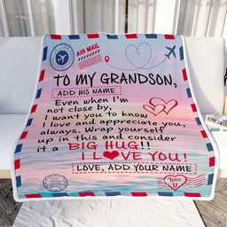 Personalized To My Grandson Blanket From Grandma Nana Grandpa Letter Mail To Grandson Happy Birthday Gifts Christmas Graduation Custom Name Fleece Blanket