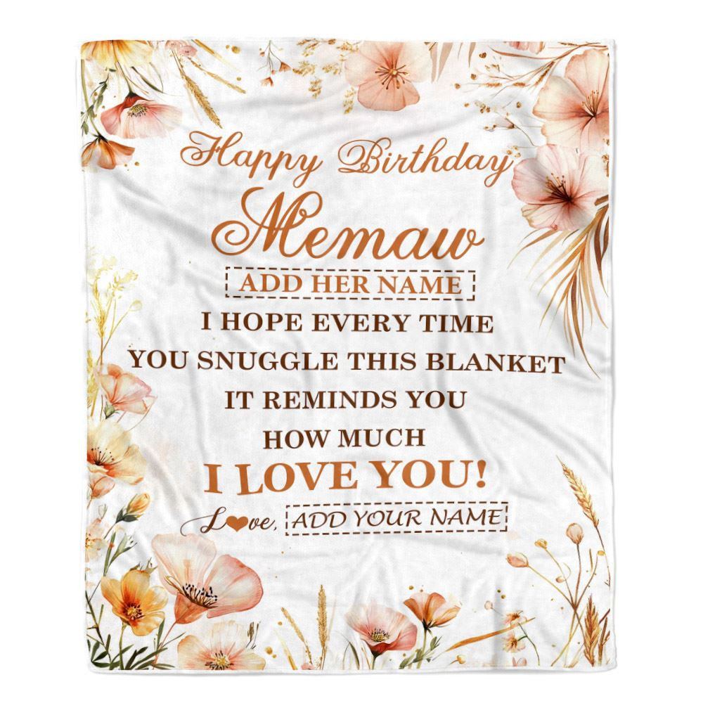 Personalized Birthday Gifts For Memaw Gifts From Granddaughter Grandson Blanket Yellow Happy Birthday Memaw Unique Gift Bday Customized Fleece Blanket