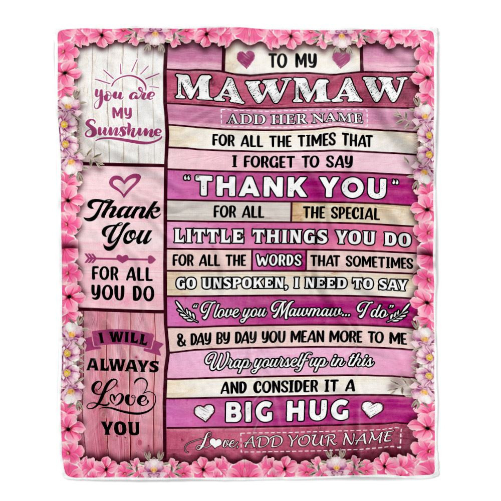 Personalized To My Mawmaw Gifts Blanket From Granddaughter Wood Thank You Best Mawmaw Birthday Gifts Mothers Day Christmas Custom Name Fleece Blanket