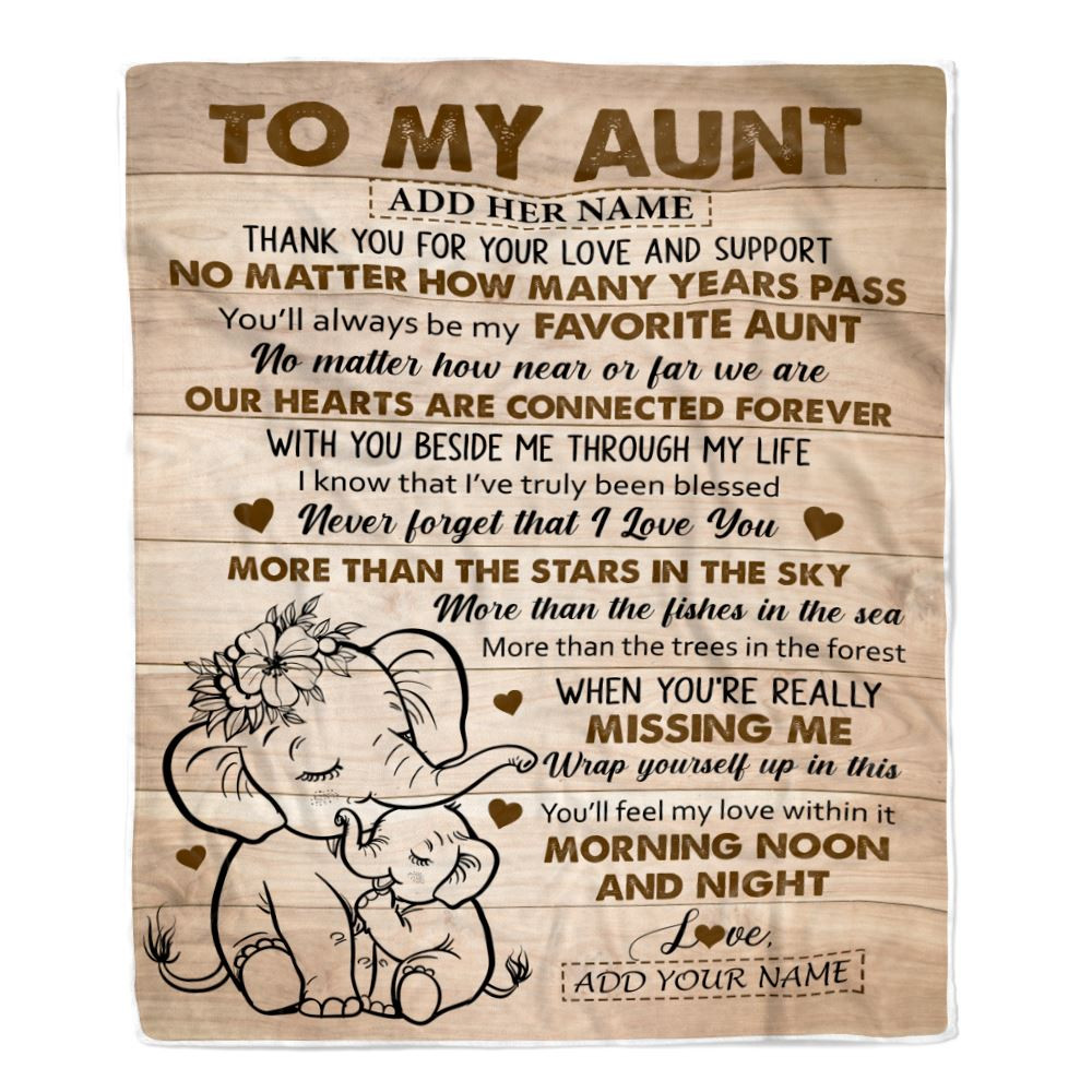 Personalized To My Aunt Gifts Blanket From Niece Nephew Elephant My Favorite Aunt Birthday Gifts Mothers Day Christmas Custom Name Fleece Throw Blanket