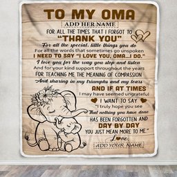 Personalized To My Oma Gift Blanket From Granddaughter Grandson Elephant Thank You Best Oma Birthday Gifts Mothers Day Christmas Custom Name Fleece Blanket