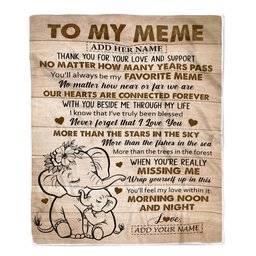 Personalized To My Meme Gifts Blanket From Granddaughter Grandson Elephant My Favorite Meme Birthday Gifts Mothers Day Christmas Custom Name Fleece Blanket