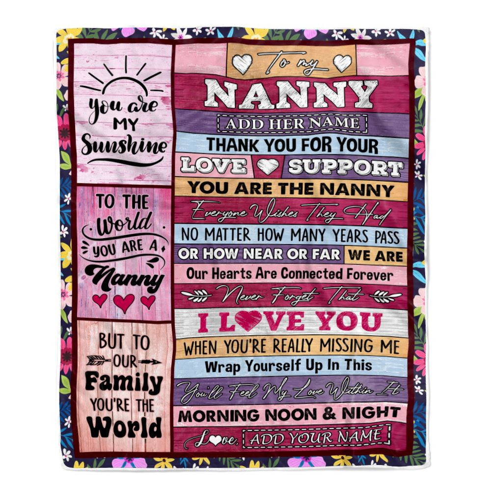 Personalized To My Nanny Gifts Blanket From Kids Wood You Are The Nanny Birthday Gifts Mothers Day Thanksgiving Christmas Customized Fleece Blanket