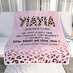 Personalized To My Yiayia Gifts From Granddaughter Blanket Pink Leopard Happy Birthday Gifts For Yiayia Mothers Day Christmas Customized Fleece Throw Blanket