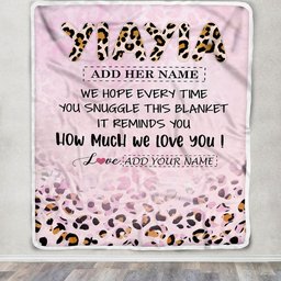 Personalized To My Yiayia Gifts From Granddaughter Blanket Pink Leopard Happy Birthday Gifts For Yiayia Mothers Day Christmas Customized Fleece Throw Blanket