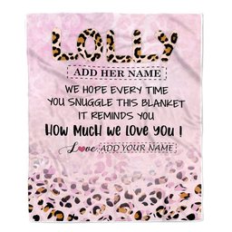 Personalized To My Lolly Gifts From Granddaughter Grandson Blanket Pink Leopard Happy Birthday Gifts For Lolly Mothers Day Christmas Customized Fleece Blanket