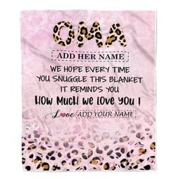 Personalized To My Oma Gifts From Granddaughter Grandson Blanket Pink Leopard Happy Birthday Gifts For Oma Mothers Day Christmas Customized Fleece Blanket