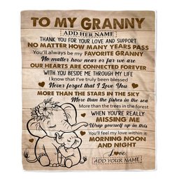 Personalized To My Granny Gifts Blanket From Granddaughter Elephant My Favorite Granny Birthday Gifts Mothers Day Christmas Custom Name Fleece Blanket