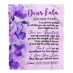 Personalized To My Lala Gifts From Granddaughter Grandson Blanket Flower You Are Beautiful Gifts For Lala Mothers Day Birthday Christmas Fleece Blanket